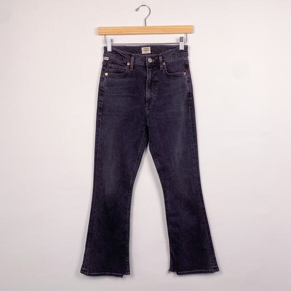 Citizens of Humanity Demy High-Rise Cropped Flare Jeans in Black 24 - Picture 3 of 8